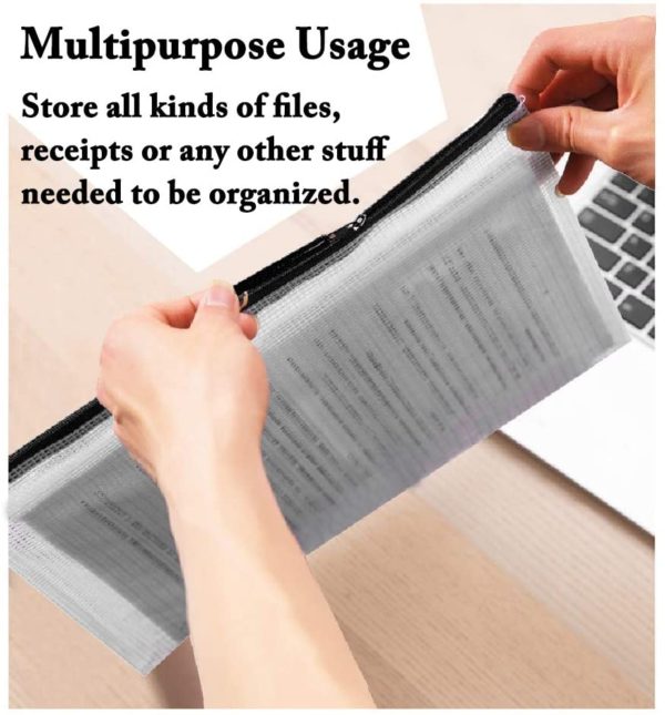 10Pcs Zipper File Pouch, Zipper Folders Document Pouch Receipts Organizer PVC Document Bag for Office School Home Travel - Image 4