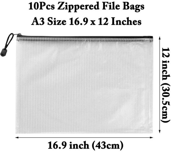 10Pcs Zipper File Pouch, Zipper Folders Document Pouch Receipts Organizer PVC Document Bag for Office School Home Travel - Image 5